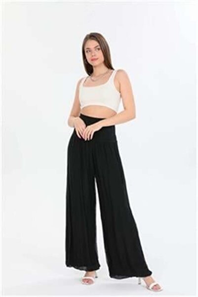EREN STYLE Black Italian Lined Silk Wes Trousers with Corsage