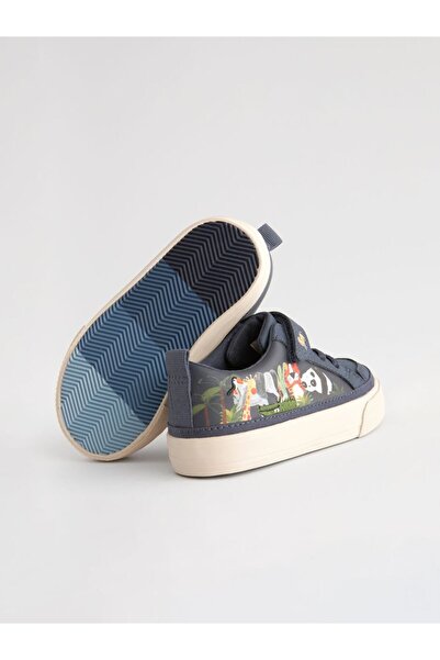 Next Baby Navy Blue Animal Patterned Comfortable Sole Sneaker