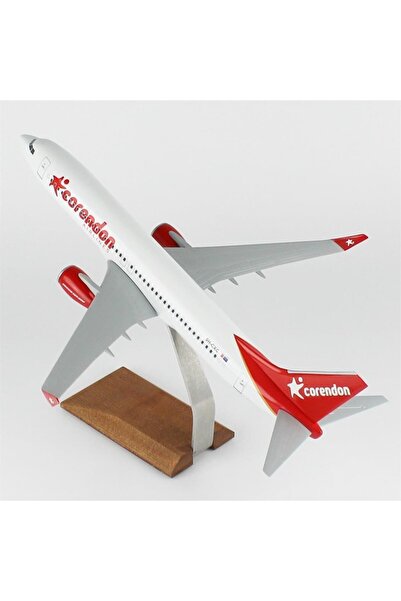 Genel Markalar THY025 1/100 Ölçek, Corendon Airlines B737-800 Yolcu Uçağı, Sergilemeye Hazır Ahşap Standlı Model