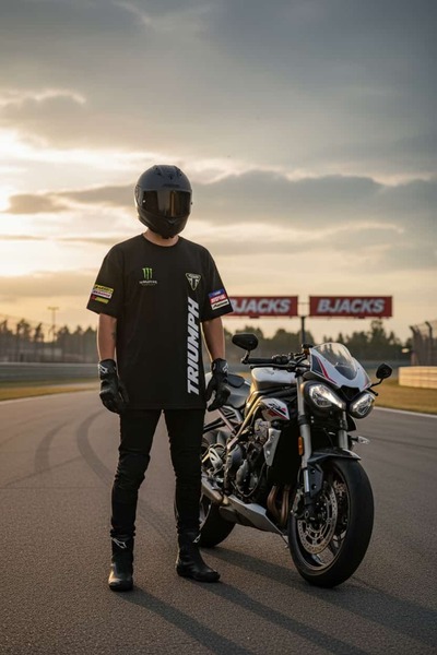 BJACKS Motorsports Wear تي شيرت Triu SpeedTriple Street Tripple Daytona Spiri...