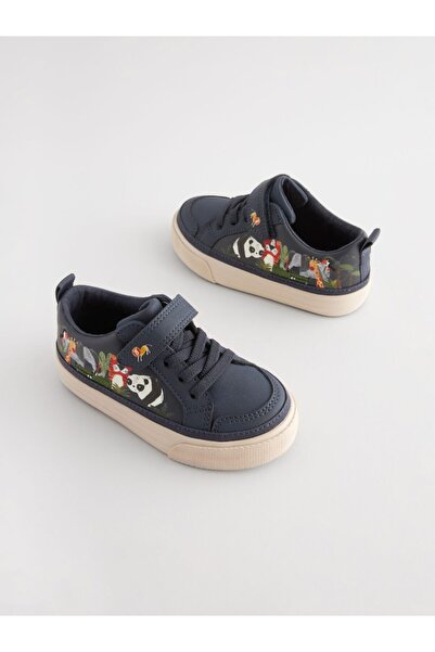 Next Baby Navy Blue Animal Patterned Comfortable Sole Sneaker