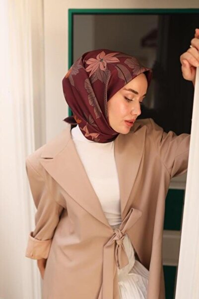 Silk Home Vişne Çürüğü, Gül Kurusu, Kahverengi, Şarabi Karışık Desen Tivil İpek Eşarp IST 11441 - 06