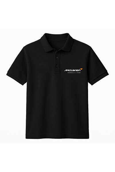 Edizen تي شيرت ماكلارين قطن 100% نسيج ناعم قابل للتنفس ذو ياقة بولو سوداء للجنسين