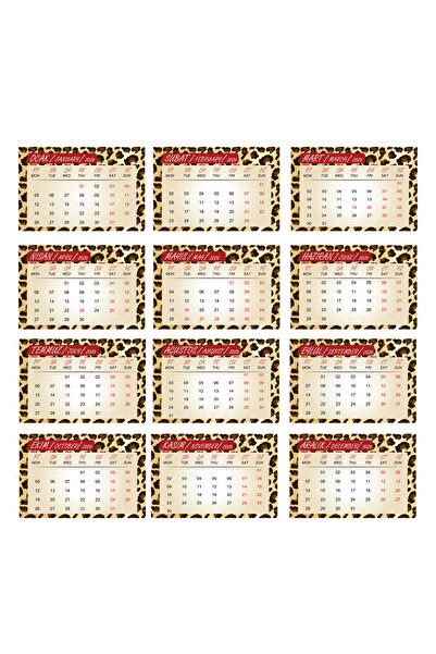 GenelTedarik 2026 LEOPAR DESENLİ MASA TAKVİMİ 10X15 CM EBAT-MİNİ AHŞAP ŞÖVALE İLE BİRLİKTE