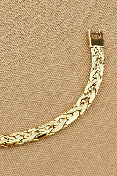 Keyifli Hayaller Xuping Vip Bileklik - Xuping Çizgili Örgü Zincir xuping Gold Zincir Bileklik Kararmaz 19cm