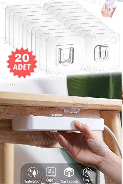 Munico 20 Set Yapışkanlı Geçmeli Askı Tuvalet Fırçası Saksı Çöp Kutusu İçin S...