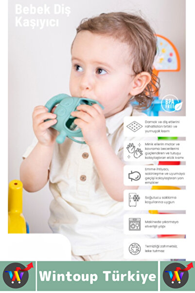 Wintoup Gıda Sınıfı BPA Free Bebek Parmak Emme Alışkanlığı Azaltan Masaj Etkili Yumuşak Silikon Diş Kaşıyıcı