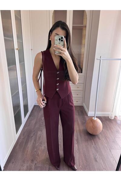 GAMZE ALPTEKİN بدلة بنطلون بتصميم أزرار شريطية ذات جودة ممتازة