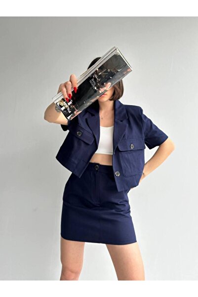 GAMZE ALPTEKİN بدلة مكونة من قطعتين من الجبردين والقطن بنسبة 100%