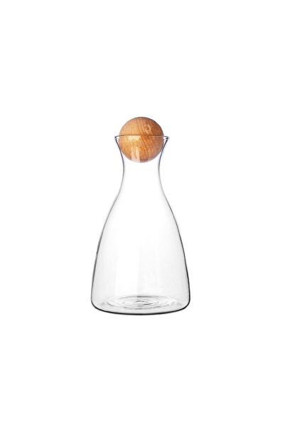 Empressco Şeffaf ahşap top kapaklı borosilikat cam karaf 1700 ml