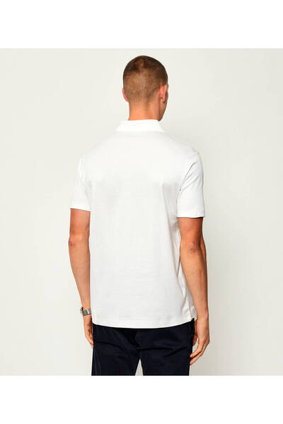 PAUL&SHARK Men's Short Sleeve Polo Neck Button Closure White-Gold Polo Neck T-Shirt 15311726-46E