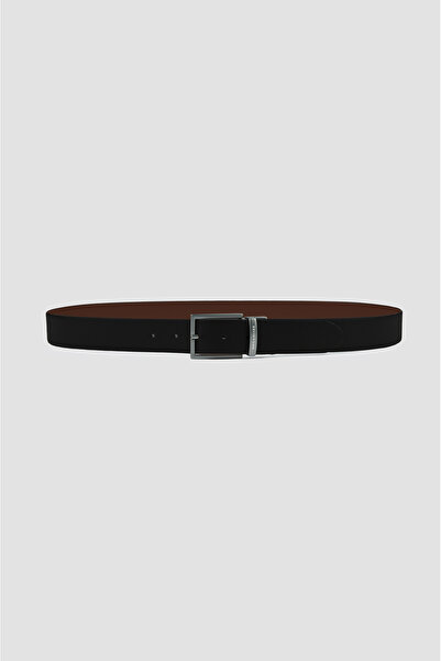 PAUL&SHARK Men's Metal Buckle Double-Sided Leather Brown - Black Belt 15316000-011