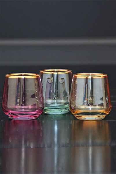 alfafe home 6 Separate Colored Lustered Coffee Side Glasses - Liquor - 6 Piec...