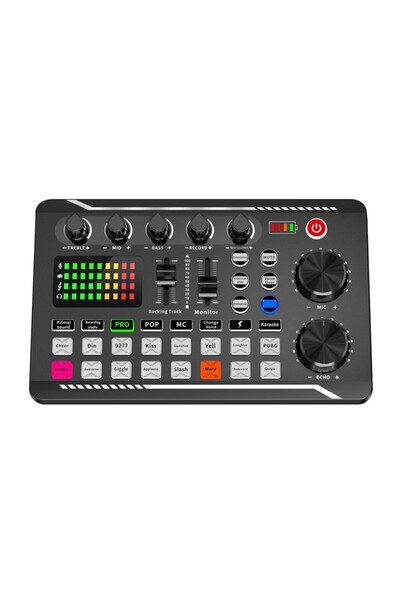 Generic بطاقة صوت خارجية F998 وخلاط USB وبلوتوث مع ميكروفون تسجيل ومكبرات صوت