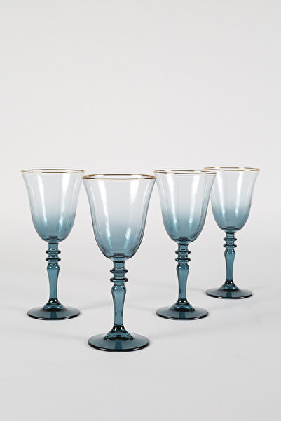 Empressco Petrol Mavisi 4'lü Su Kadehi Seti, 270 cc, şık ve zarif tasarım