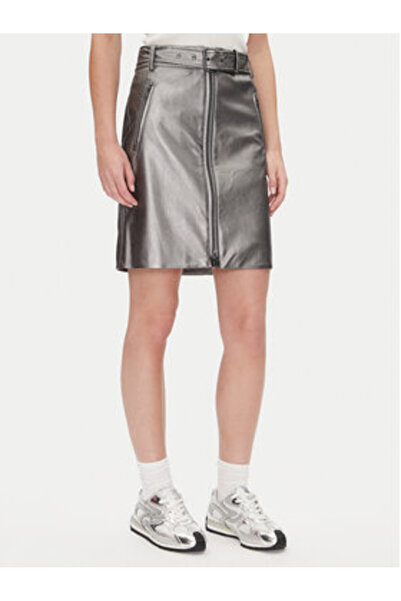 Dkny Γυναικεία Φούστα από Τεχνητό Δέρμα P4JN6XIM Ασημί