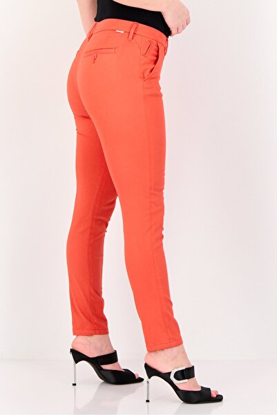 Reiko Women Cropped Fit Solid Chino Pants, Red