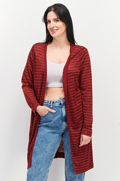 Gerry Weber Women Open Front Stripe Cardigan, Red