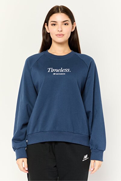 New Balance Women Relaxed Fir Long Sleeve Outdoor Sweatshirts, Navy Blue
