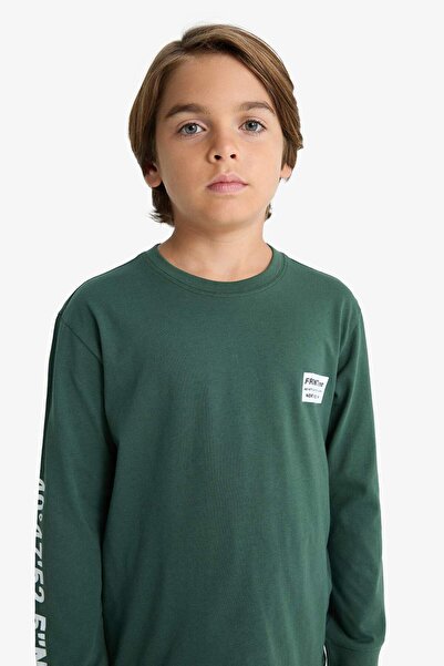 DeFacto Erkek Çocuk Pijama Takımı Baskılı Uzun Kollu Üst Uzun Alt F3346A825WN