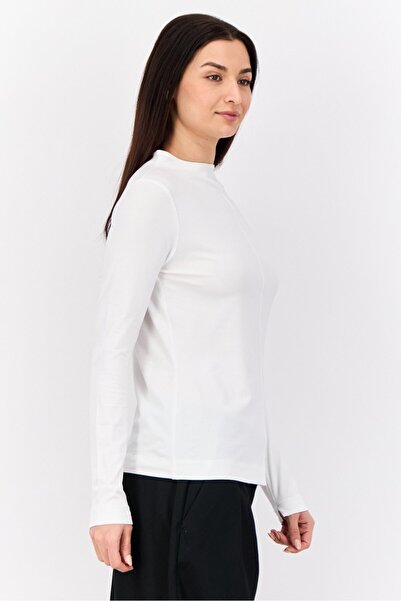 Esprit Women Boat Neck Long Sleeve Solid T-Shirt, White