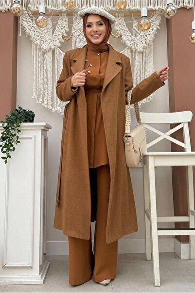 TRENDTESETTÜR Women's Taba Large Size Cardigan Coat t 9157-1