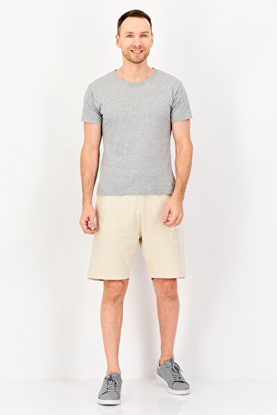 BLANK ESSENTIALS Men Brand Logo Basic Shorts, Beige