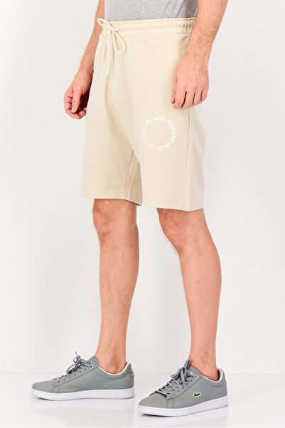 BLANK ESSENTIALS Men Brand Logo Basic Shorts, Beige