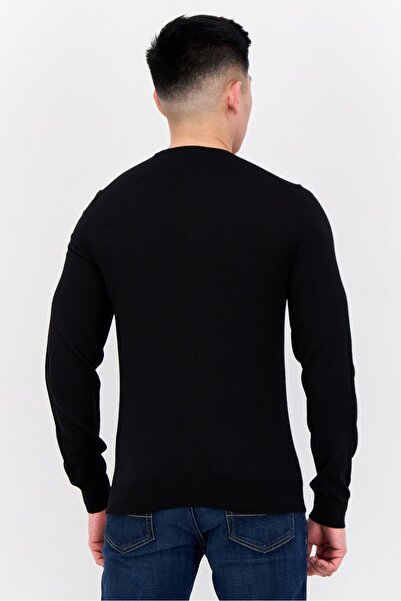 BOSS Men V-Neck Long Sleeves Knitted Sweater, Black