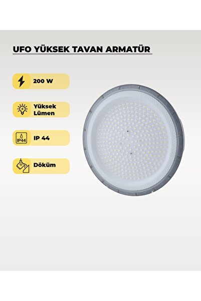 AC AYDINLATMA Yüksek Tavan Ufo Armatür 200W - 6500K Beyaz Işık