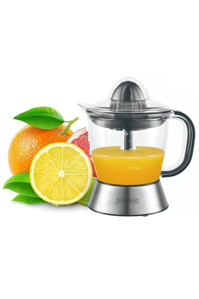 Royalty Line Presă de citrice RL-CJ9404, 40W, 1 l, Pornire prin apăsare, 2 conuri, Oțel inoxidabil, Inox