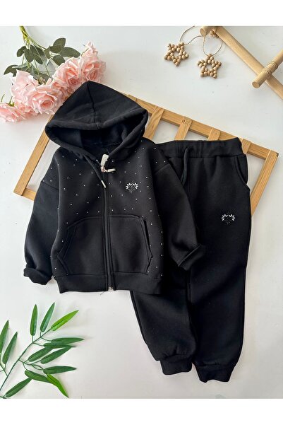 Minigimin Cicileri Set pentru fetiță cu glugă, cu broderie florală și detaliu...