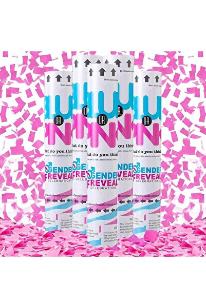 MARKQ [عبوة من 5 قطع] مدفع قصاصات ورقية وردي للكشف عن جنس المولود [30 سم] - م...