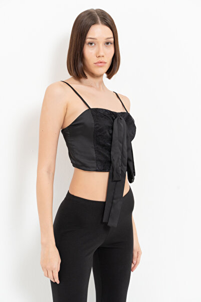 Kikiriki Black Lace Detailed Strappy Bustier