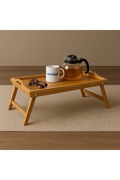 Crestj Bedside Table Shaped Like a Tray with Foldable Legs