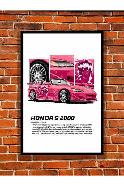 hediyeniburadabul Honda S2000 Ahşap Modifiye Japon Araba Poster 15x21cm