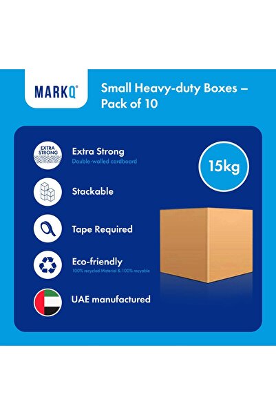 MARKQ [عبوة من 10] صناديق صغيرة مموجة مزدوجة الجدار، سعة 15 كجم، 41 × 33 × 33 سم، 5 طبقات، كرتون بني