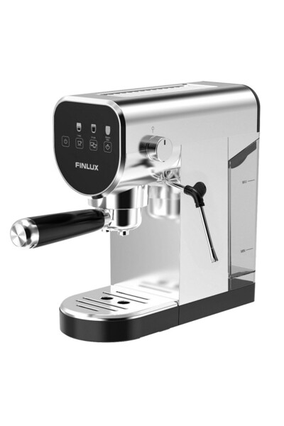 FİNLUX Espressor FEM-1855, 1360W, 20 bar, Ecran tactil, Încălzire cești, Oțel inoxidabil/negru