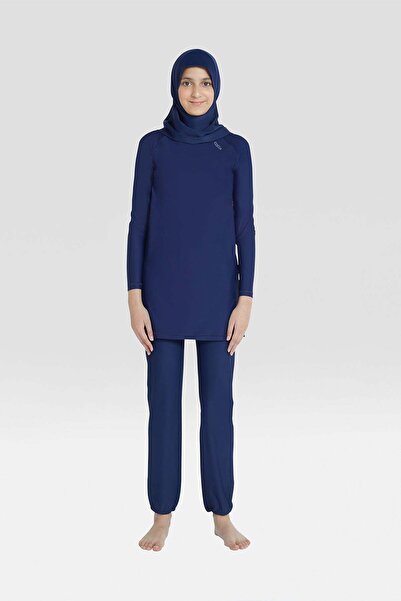 Coega Sunwear Girls Youth Modest Three Piece Swim Set - Navy