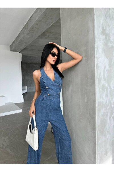 GAMZE ALPTEKİN Tasarım İthal Kot Tulum Denim Tulum