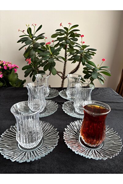 Empressco Şık 6 kişilik 12 parça 150 ml beyaz çay bardak seti