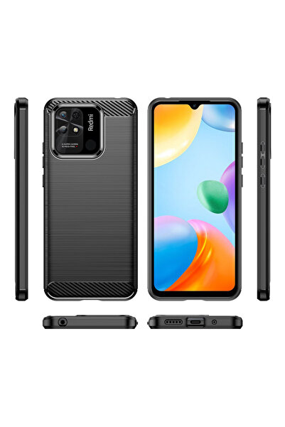 Optim Solution Protective case for Xiaomi Redmi 10C, TPU Silicone, Carbon Fiber, Ultrasafe, Black