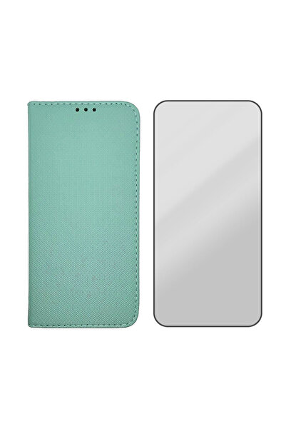 Optim Solution Set Husa Flip din Piele si Folie Sticla 5D pentru Huawei P Sma...