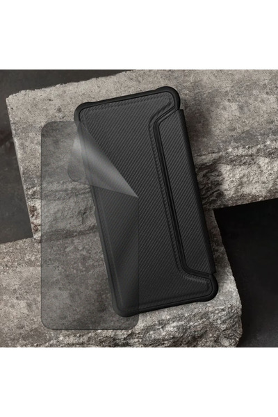 Optim Solution Σετ αντικραδασμικής θήκης και προστασίας οθόνης με προστασία απορρήτου για Xiaomi Redmi 10C, ένθετο από ανθρακονήματα, μαύρο