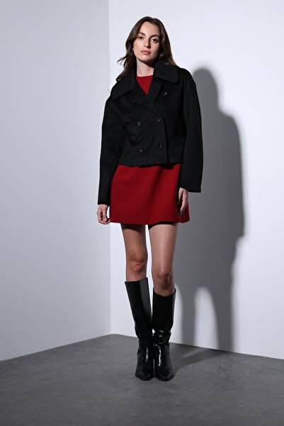 Antioch Black Double Breasted Women's Short Coat