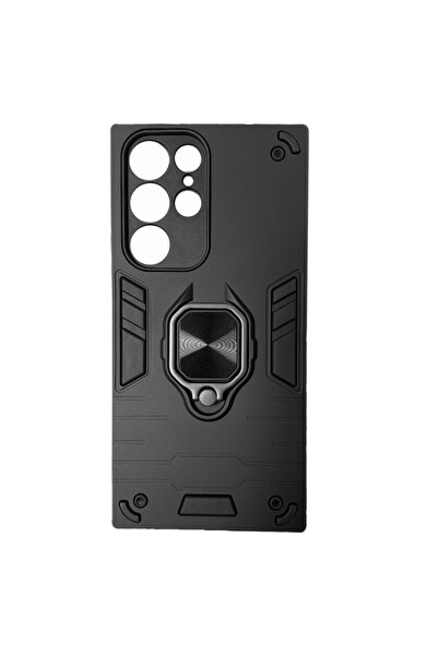 Optim Solution Husa de protectie pentru Samsung Galaxy S22 Ultra, Army Shield, Hybrid Armor, Ring Holder, Negru