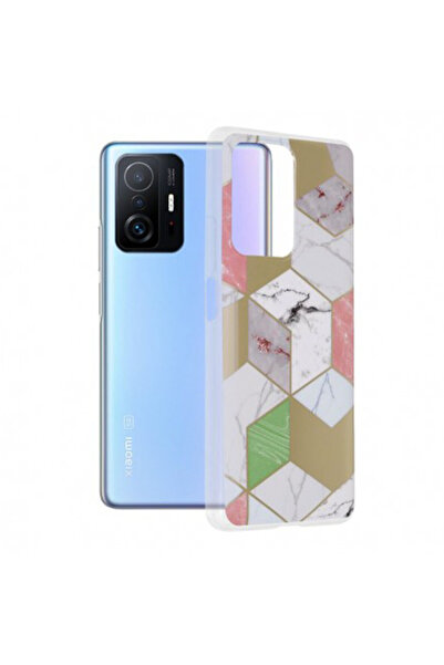 Optim Solution Husa de protectie pentru Xiaomi 11T / 11T Pro, Silicon TPU, Marble Design, Roz Deschis