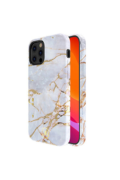 Optim Solution Husa pentru Apple iPhone 12 Precious Marble, Design Elegant, Tech Alb