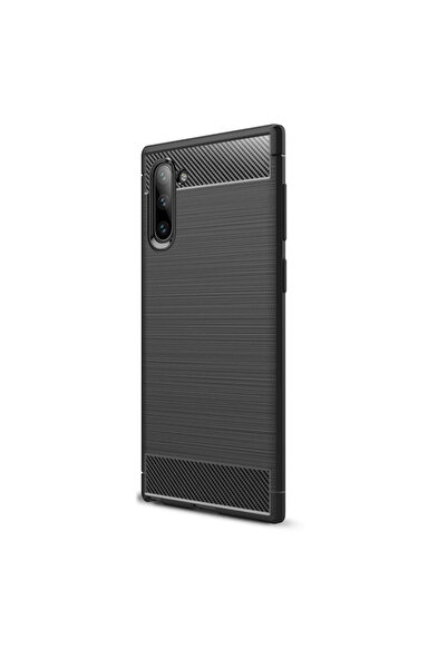 Optim Solution Husa de silicon pentru Samsung Galaxy Note 10, Fibra de Carbon, Negru
