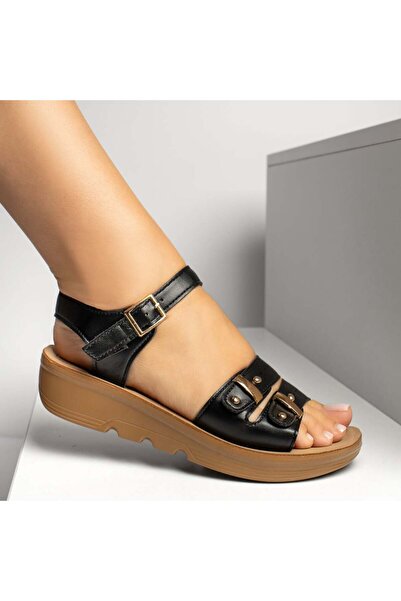 BMoD Sandale negre cu platformă pentru femei MOD13909